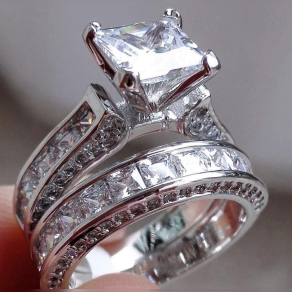 Princess Cut Diamond Bridal Set Sz/6